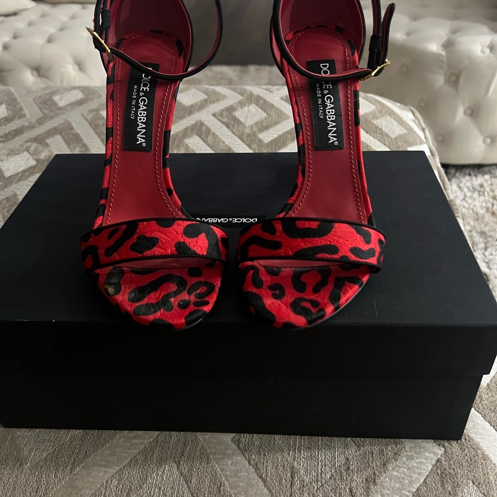 Dolce & Gabbana Red Leopard Print Women's Shoes